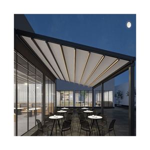 Pergola rétractable d'extérieur, cadre en aluminium, toit en <span class=keywords><strong>PVC</strong></span> enduit de poudre, télécommande motorisée, haute qualité, résistant au vent fort - Product Image 1