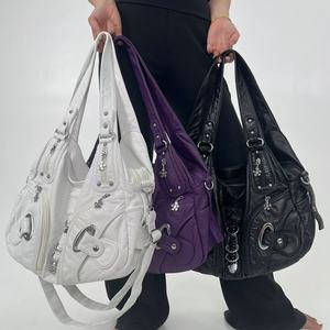 <span class=keywords><strong>Sac</strong></span> fourre-tout vintage Y2K pour femme, style motard, <span class=keywords><strong>sac</strong></span> à bandoulière Meilad vintage délavé, <span class=keywords><strong>sac</strong></span> bandoulière - Product Image 6