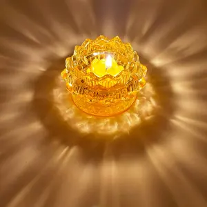 Chiesa buddista colore giallo fiore cristallo portacandele loto Tea Light portacandele per la tavola di nozze di casa