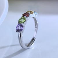 Bague en argent sterling 925 plaqué rhodium, sertie de pierres précieuses naturelles de différentes sortes, taille ronde, vente en gros d'usine, pour femme, cadeau, usage quotidien