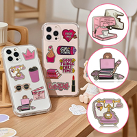 Autocollants Téléphone en Métal Rose en Stock Expédition Rapide Style INS Mignon Dessin Animé Mode Cosmétique Filles Décalcomanies pour Coque Mobile Personnalisation Usine OK