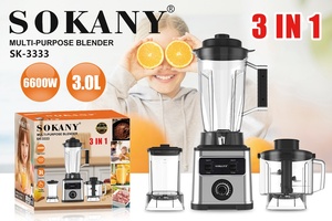 Licuadora Portátil Sokany de Acero Inoxidable de 6600W con Vasos para Llevar y Tapas con Boquilla, Tecnología de Pulso, Licuadora para Smoothies - Product Image 2