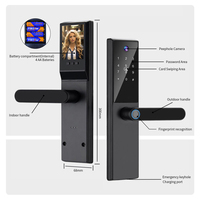 Cerradura Inteligente para Puerta Kadonio con Pantalla, Precio al por Mayor, Cámara de Seguridad Wifi para el Hogar Inteligente, Captura de Fotos, Código de Huella Dactilar, Tuya