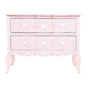 Bone Inlay Console Bone Inlay Table with 5 Drawers Storage Cabinets for Living Room Wood MdF Console Mother of Pearl Table - Product Image 6