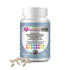 Capsules de phosphatidylsérine en gros 300 mg 60 pièces Bacopa Ginkgo Biloba <span class=keywords><strong>Vitamine</strong></span> B6/<span class=keywords><strong>B12</strong></span> Complément alimentaire pour la mémoire et la concentration du cerveau Gummy OEM - Product Image 1