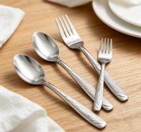 Ensemble de Couverts en Acier Inoxydable 410 Écologique de Luxe avec Poignées Gaufrées Durables pour Hôtels, Mariages et Restaurants (Vente en Gros)