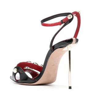 Sandales à talons hauts en métal avec grands diamants pour femme, taille 45, à bride cheville, bout pointu, pour soirée, style stiletto, chaussures personnalisées - Product Image 6