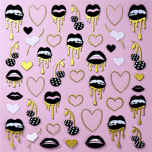 Pegatinas para Uñas con Diseño de Labios Negros y Corazón Y2K, Adhesivos Metálicos con Diseño de Cerezas y Amor para <span class=keywords><strong>San</strong></span> Valentín, Decoración de Uñas Autoadhesiva para <span class=keywords><strong>Manicura</strong></span> DIY - Product Image 5