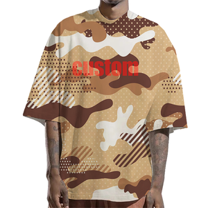 定制迷彩t恤数码印花图形t恤水洗重量级棉短款宽松迷彩t恤男 - Product Image 2