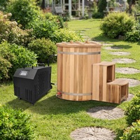 Fabricant de bains de glace écologiques modernes, baril en cèdre pour bain froid extérieur avec revêtement intérieur en acier inoxydable