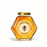 Bouteilles distributrices hexagonales en verre pour miel, pots de rangement transparents pour sauces épicées, confitures et aliments, avec couvercle hermétique