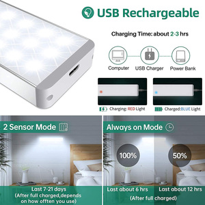 <b>Wireless</b> Motion Sensor LED Night <b>Light</b> USB Rechargeable Dimmable Super Bright LED Strip Lamp Magnetic Stick-on Design for Stairs - Product Image 4