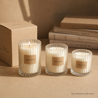 Vaso de vidrio transparente con nervaduras verticales de 180ml, 280ml, 300ml, contenedor vacío para hacer velas