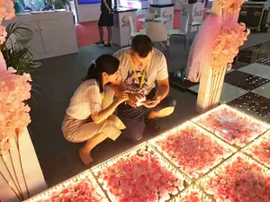 3D Led الزفاف الأبيض المغناطيس Dj الزجاج مصابيح على شكل أزهار يصل الرقص الطابق