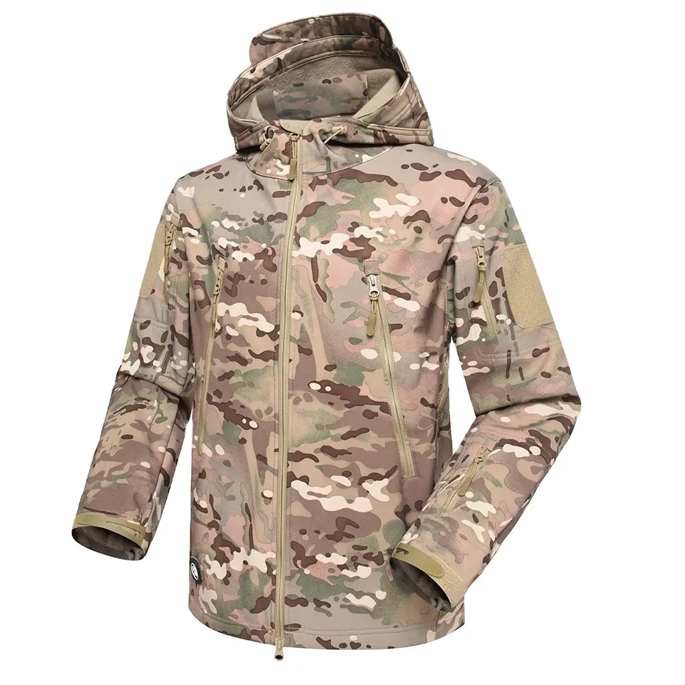 XINXING CF05 Parka d'hiver personnalisée multicam de camouflage pour hommes en peau de requin Veste tactique de combat en polaire