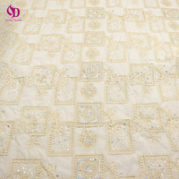 Bordir Geometris Berat dengan Payet, Bunga Rapi, Kain Chiffon Berkerut, Motif Bunga Berongga untuk Gaun Pengantin dan Rompi Anak