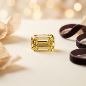 Diamante Cultivado en Laboratorio, Corte Esmeralda, Color Amarillo Intenso, Certificado por IGI, para la Elaboración de Anillos Personalizados - Product Image 1