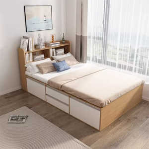 Cadre de lit tatami en bois sur mesure avec armoires sous le lit et structure de plateforme stable pour les maisons - Product Image 1