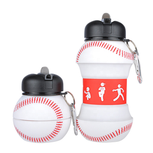 Bouteille d'eau pliable en silicone sans BPA, forme de balle de baseball, avec logo personnalisé pour enfants - Product Image 1