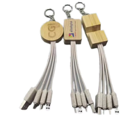 Câble USB en bambou 3 en 1 Câbles de données Micro-usb en cuivre pur Type c pour téléphone portable pour cadeaux promotionnels