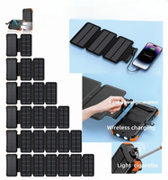 Chargeur solaire sans fil 20000mAh, bloc d'alimentation à manivelle avec panneaux solaires détachables, câble intégré, allume-cigare