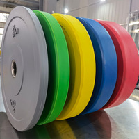 Équipement de fitness commercial pour salle de sport : Poids de compétition robustes, colorés et calibrés, avec plaques de prise en charge pour haltères