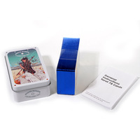 Jeu de cartes de tarot bleues personnalisées Boîte en métal Tarot avec feuilles bleues Cartes de tarot