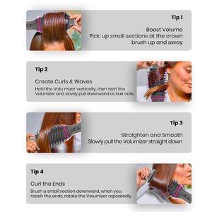 Brosse à air chaud électrique 2-en-1 haute vitesse, fer à friser rotatif, sèche-cheveux à moteur DC, peigne lisseur - Product Image 4