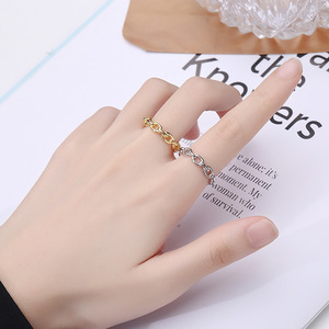 Cross Chain <b>Ring</b> 4Mm Copper Alloy <b>Adjustable</b> Opening Unisex Jewelry Silver Gold Color Geometric Shape Fashion Bracelet - Product Image 4