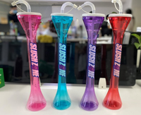Gobelets en plastique de 24 oz pour boissons de fête, longs, avec couvercle et paille, pour slush et autres boissons