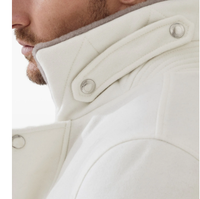 Veste pour homme LEDUO beige clair avec fermeture éclair à boutons-pression sur le devant, deux poches latérales, col en peau de mouton, poignets et ourlet côtelés
