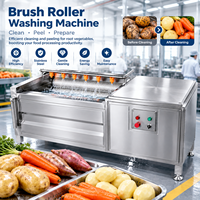 Machine industrielle de lavage de légumes, éplucheuse de pommes de terre, nettoyeur de légumes racineux, laveuse à rouleaux à brosses, équipement de transformation alimentaire