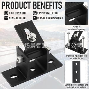 Support de montage solaire en aluminium noir, 8 pièces, pour toit ondulé, finition anodisée - Product Image 2