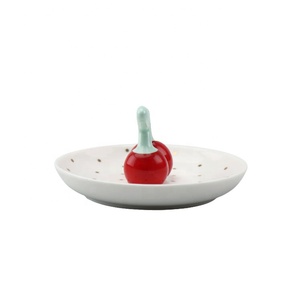 Cherry Decorations Ceramic Earring Necklace Holder Display Cute Ceramic <strong>Ring</strong> Dishes <strong>Plates</strong> - Product Image 3
