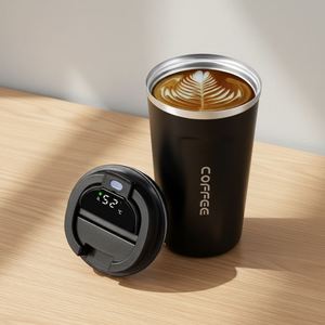 Botella de Agua para Auto y Oficina 2026, Taza de Café de Acero Inoxidable Aislada para Viaje con Tapa con Indicador de Temperatura - Product Image 4
