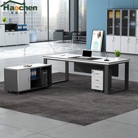 Bureau et chaise de direction modernes trois-en-un avec structure en acier, grande taille, pour PDG/Président/Supérieur/Généraliste