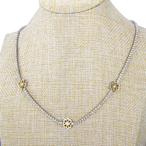 Collier et <span class=keywords><strong>bracelet</strong></span> classiques en acier inoxydable avec diamants Moissanite VVS et zircon incrusté, plaqué argent, pour cadeau d'anniversaire - Product Image 3