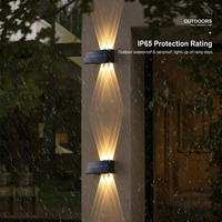 Appliques murales solaires pour portail, éclairage haut et bas 6W blanc chaud IP65 étanche, à batterie DC, pour jardin, terrasse, cour, lumière décorative