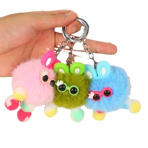 Cartoon Plush Keychain Round Pendant Soft Fuzzy Cat Paw Charm For Bag Car <b>Key</b> <b>Ring</b> Women Girls <b>Accessory</b> - Product Image 5