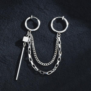 Boucles d'oreilles à clipser en alliage de zinc, style minimaliste, chaîne géométrique, bijoux tendance pour le cartilage de l'oreille - Product Image 4