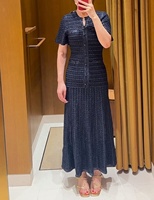 OUDINA Robes décontractées tricotées à col rond et manches bouffantes ajourées, ornées de strass, style Ramadan, vente en gros à prix réduit