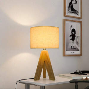 WINNNER Lampe de table LED à base en bois, blanc chaud 2700K, contrôle tactile, intensité réglable, design scandinave, veilleuse de chambre, petite taille - Product Image 2