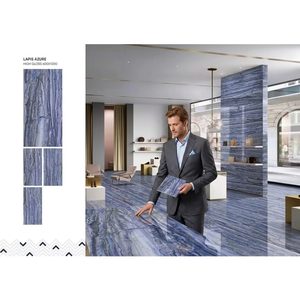 Nebula Azure Marble Look Polished Porcelain <b>Tiles</b> 600x1200mm High Gloss Designer Floor Wall Slab - Product Image 6