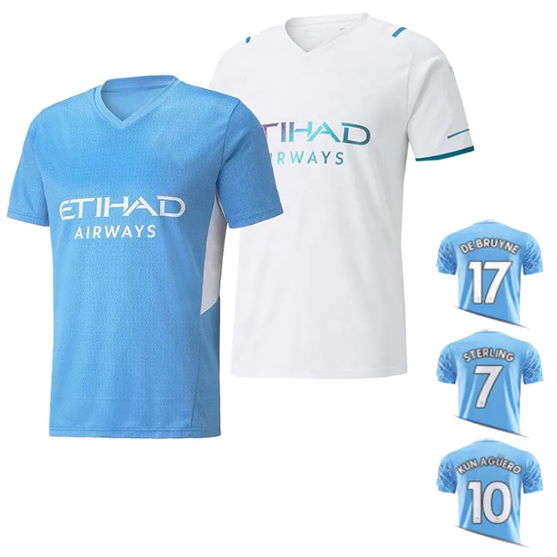 Jersey Kota Pria 2021/22 Kualitas Thai Camisetas Kaus Sepak Bola Rumah Jauh Olahraga Sepak Bola Lari Jersey