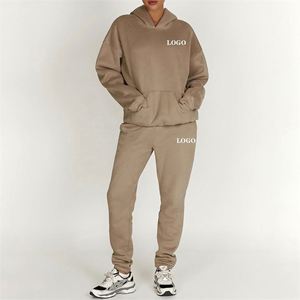 Conjuntos de pantalones de sudadera y sudadera unisex de gran tamaño de alta calidad OEM, conjuntos deportivos personalizados en blanco con su logotipo para mujer, dos piezas - Product Image 2