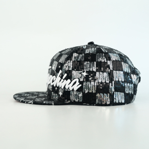 TCAP China Custom Snapback <b>Cap</b> High Quality Sequin <b>Camo</b> Black White Checkerboard 3D Puff Embroidery Linen Visor New Style Hat - Product Image 3