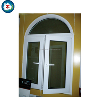 Ventanas de PVC con Marco de Arco Superior Estilo Francés, Diseño de Ventanas Abatibles de PVC Resistentes a Huracanes