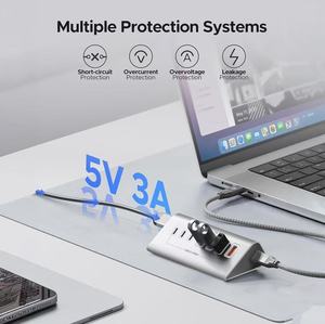 Многофункциональный USB-C концентратор SYONG 8-в-1: 10 Гбит/с USB 3.<span class=keywords><strong>2</strong></span> Gen <span class=keywords><strong>2</strong></span>, 4*USB-A, <span class=keywords><strong>2</strong></span>*USB-C, кардридер SD/TF, высокоскоростной адаптер USB-C/USB-A, алюминиевый корпус - Product Image 3