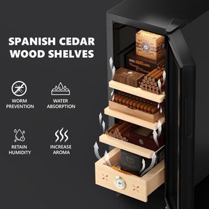 Humidor Eléctrico para Cigarros EUHOMY de 35L con Pantalla Digital, Madera de Cedro Español y Control Automático de Temperatura - Product Image 4