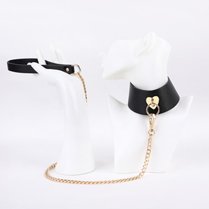 <b>Black</b> Heart Choker With <b>Chain</b> And Buckle For Bondage Play Adult Use - Product Image 2